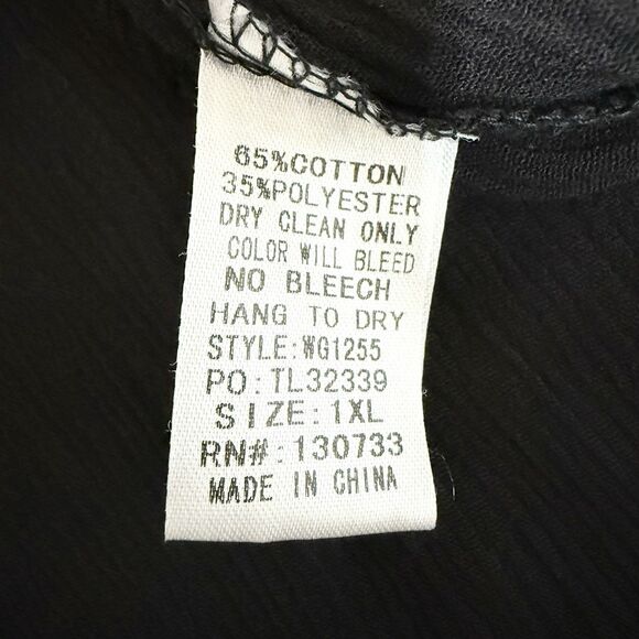 Umgee USA Blouse Womens Sz 1XL Black Floral Embroidered Bell Sleeve Whimsigoth - Picture 7 of 9